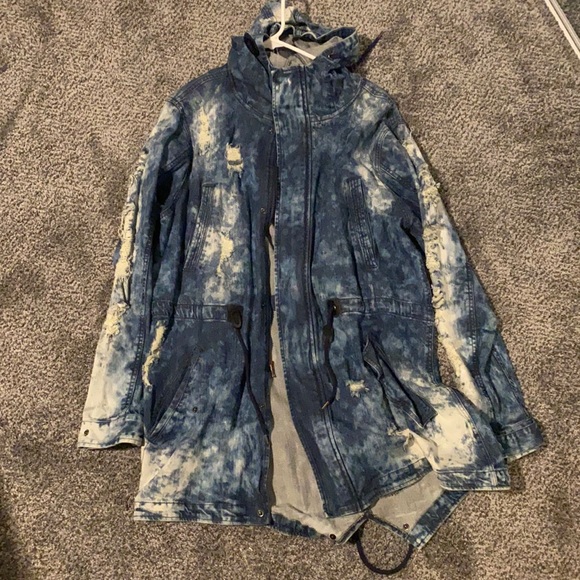 SMOKE RISE Other - men’s ripped denim parka jacket